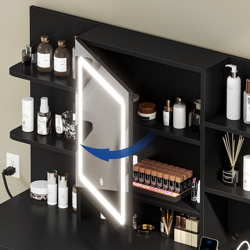 39"W Makeup Vanity Set with Lighted Mirror & Hidden Storage