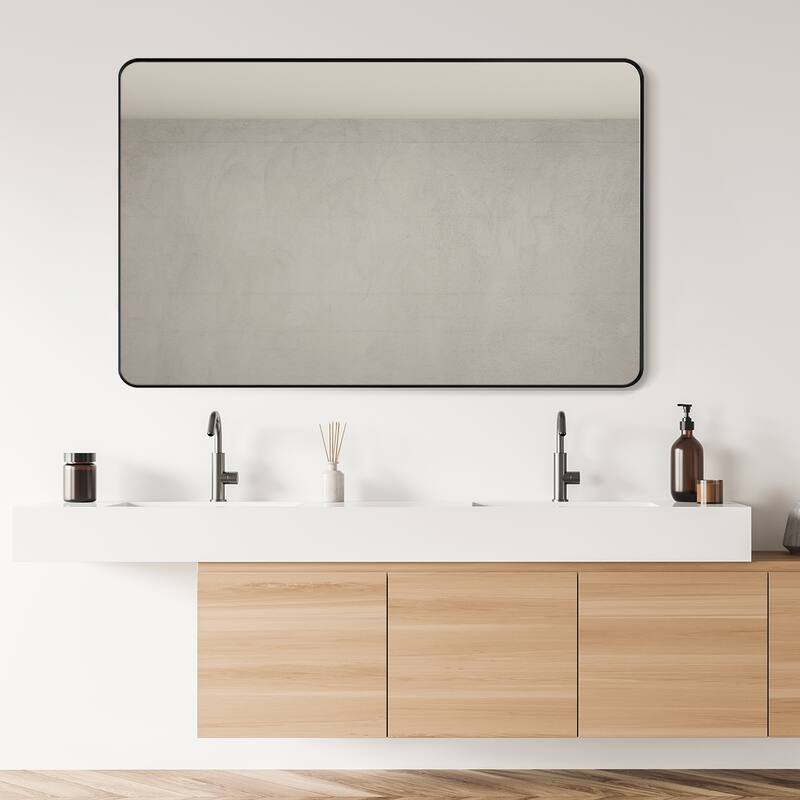 Altair Nettuno Bathroom/Vanity Aluminum Framed Wall Mirror - 48 in. - Black