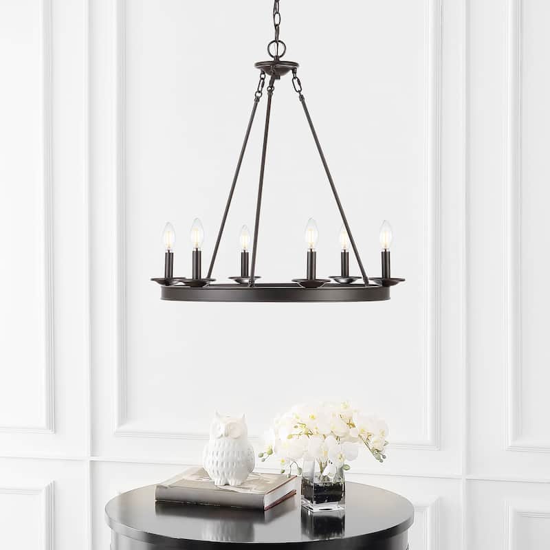 SAFAVIEH Joris 6Lt Chandelier - Oil Rubbed Bronze (Black) - 26"W x 26"D x 103"H