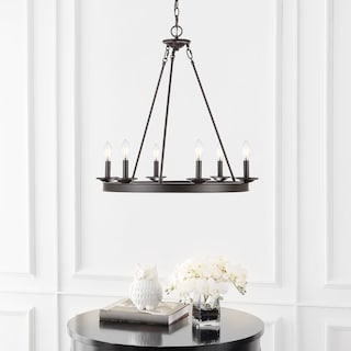 SAFAVIEH Joris 6Lt Chandelier - Oil Rubbed Bronze (Black) - 26"W x 26"D x 103"H