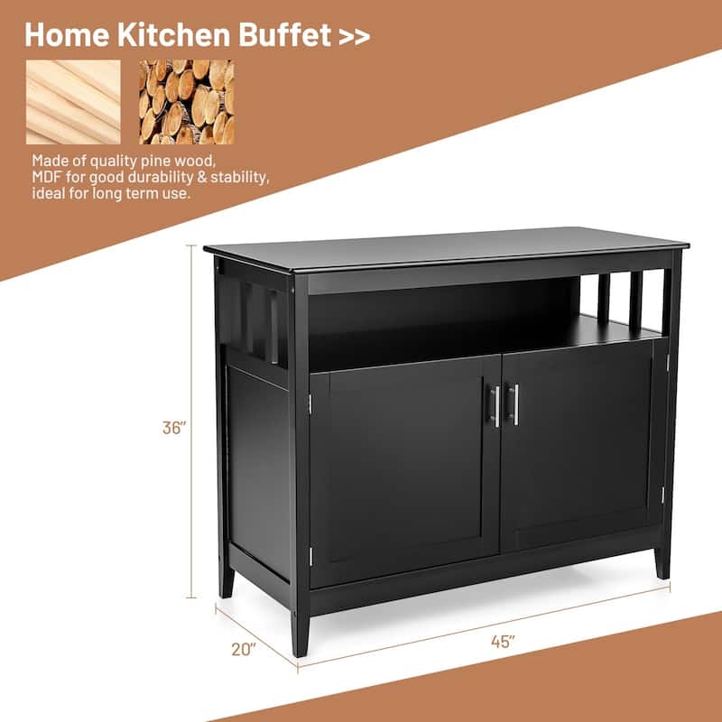 Modern Wooden Kitchen Storage Cabinet -Black - 44.9" x 20.1" x 35.8" (L x W x H)