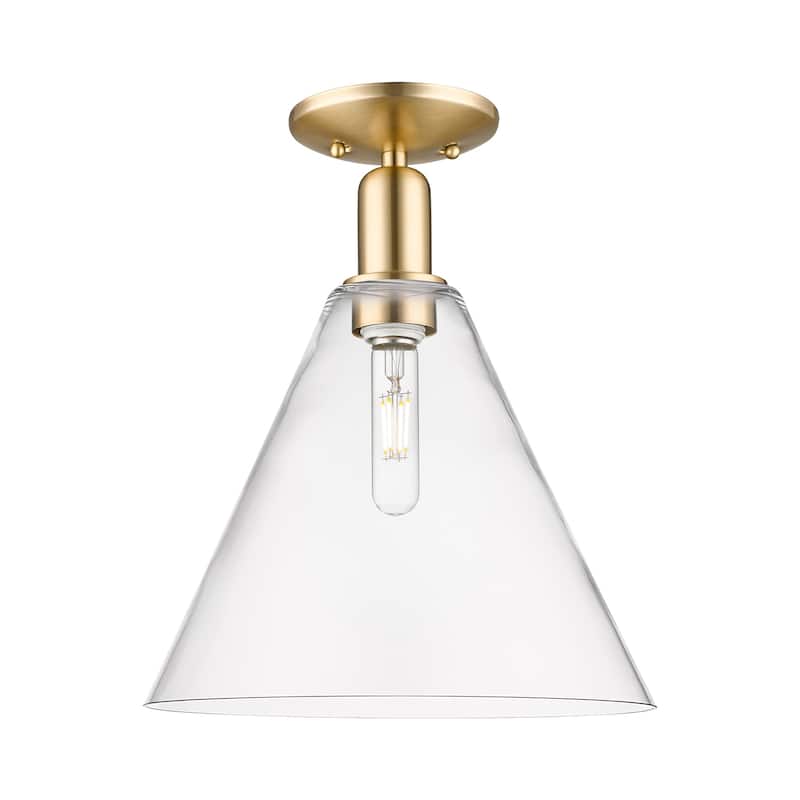 Innovations Lighting 716-1C-15-12 Berkshire Glass Semi-Flush Berkshire - Champagne Bronze / Clear