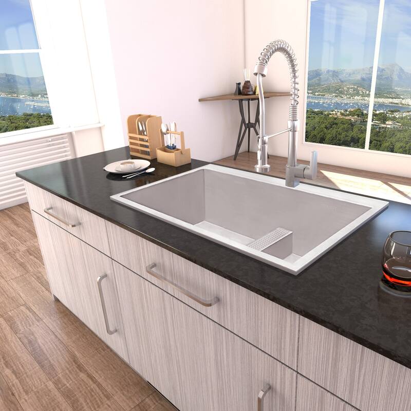 Ruvati 33-inch Drop-in Low Platform-Divide Zero Radius 60/40 Double Bowl 16 Gauge Topmount Kitchen Sink - - 33? x 22?