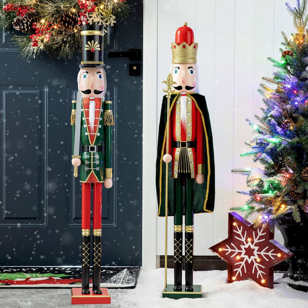 Glitzhome 42"H Wooden Christmas Soldier King Nutcracker Xmas Gifts