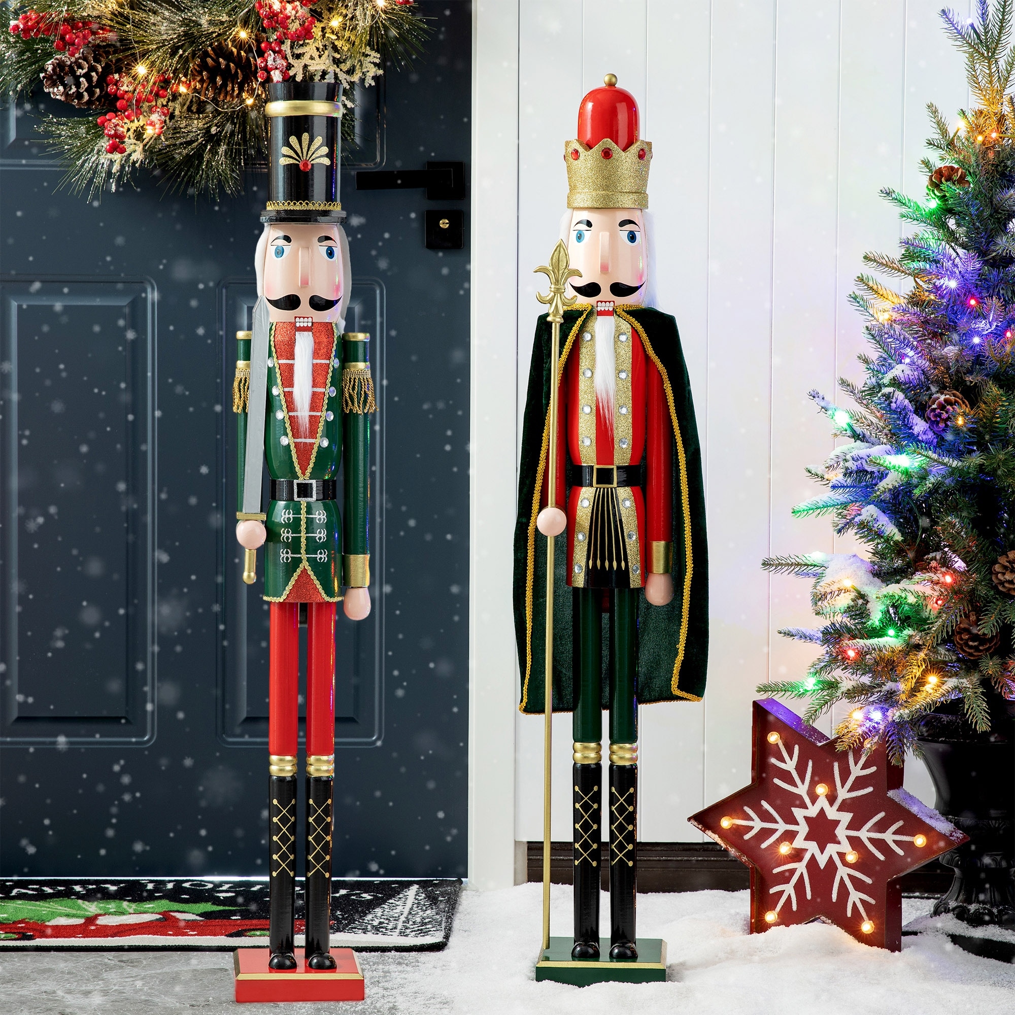 Glitzhome 42"H Wooden Christmas Soldier King Nutcracker Xmas Gifts