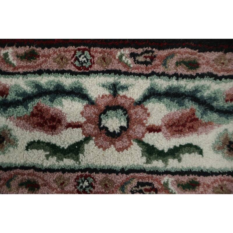 Hand Knotted Oriental 100% Wool Carpet Traditional All-Over Black Agra Area Rug - 6' 1'' X 4' 0''