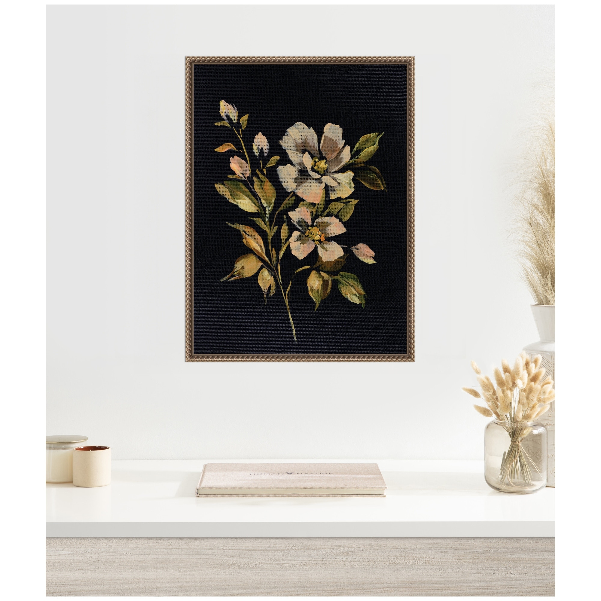Kate and Laurel Sylvie Moody Floral 7 Framed Canvas by Annie Quigley