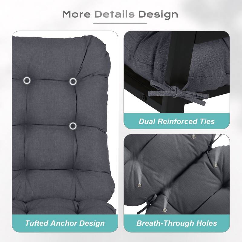 Aoodor Tufted Adirondack Chair Cushion Patio Rocking Chair Cushions Outdoor High Back Cushions with Ties