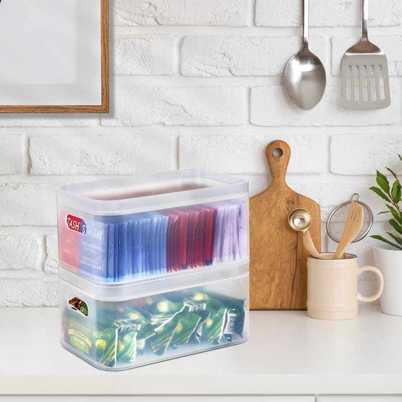 Sorbus Storage Organizer Bin Frosted Set with Lids (2 Pack)