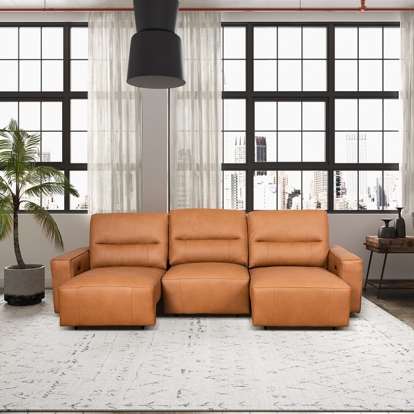 Cressida Triple Power Multi-Functional Genuine Leather Sofa - On