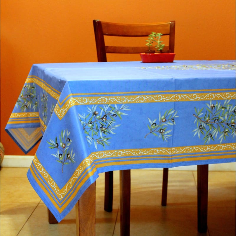 Wipeable Spill Resistant Provencal Cotton Cannes Collection Tablecloth