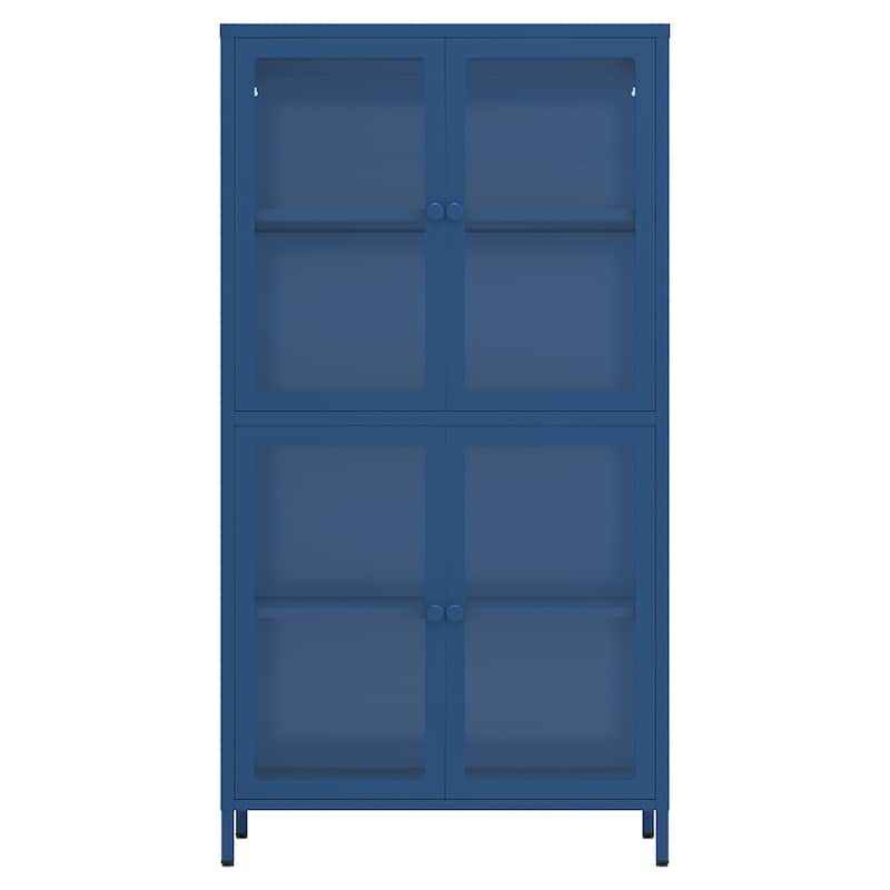 Four Glass Door Storage Cabinet with Adjustable Shelves