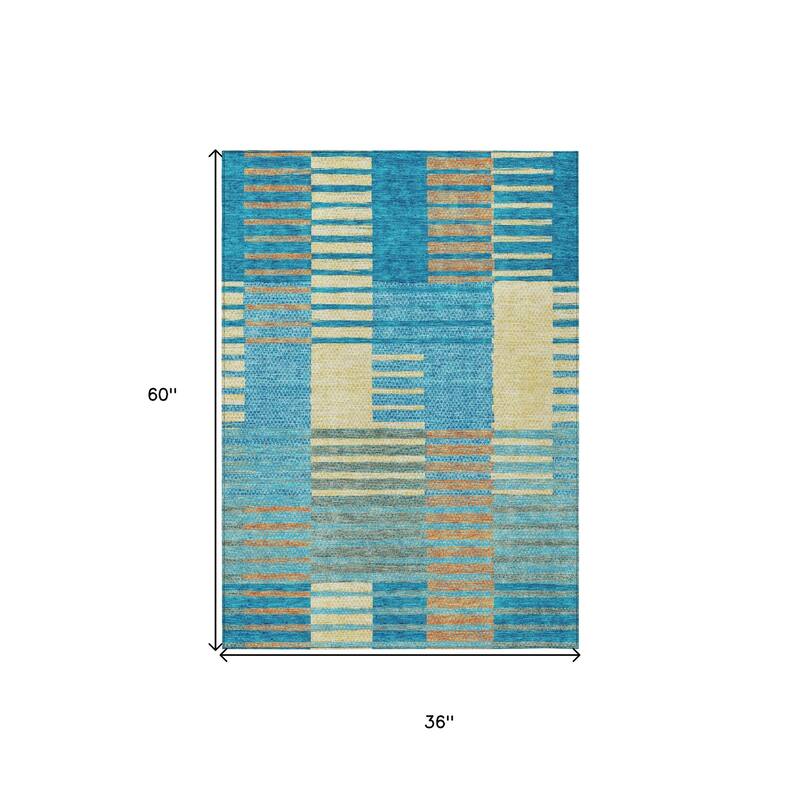 HomeRoots Striped Modern Rectangle Outdoor Rug