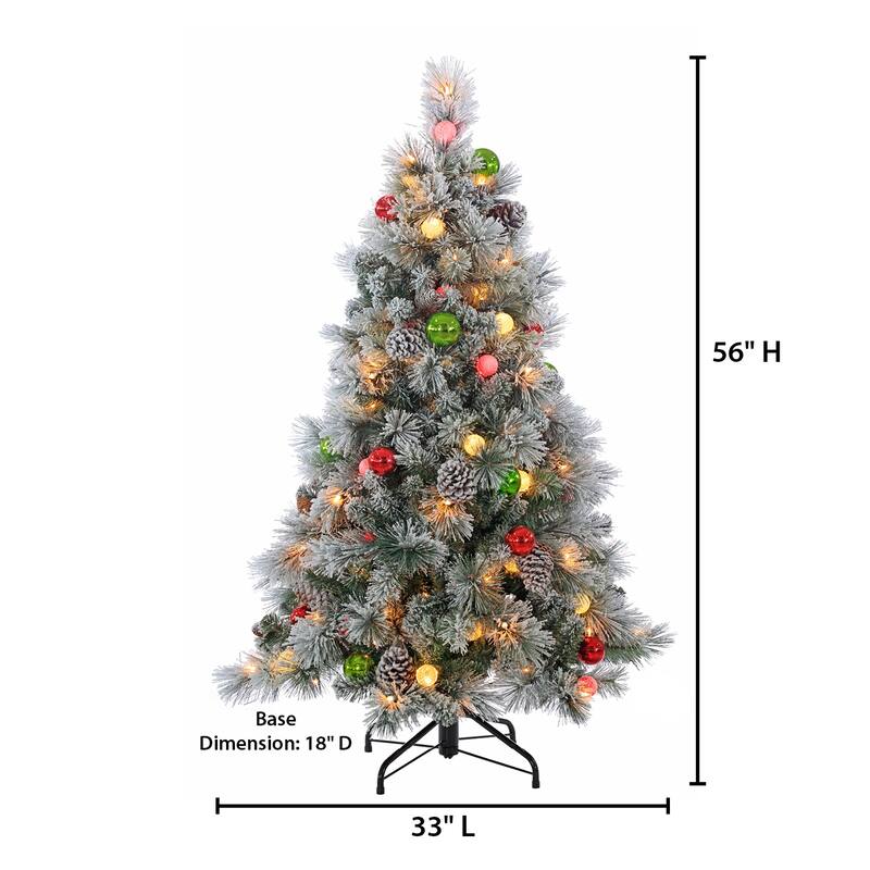 4.5 ft. Pre Lit Colored LED Flocked Hard Needle Pine