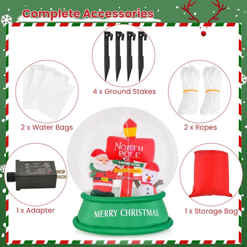 4 FT Christmas Inflatable Santa Snow Globe Light Up Crystal Ball
