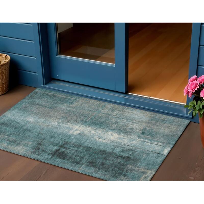 HomeRoots Abstract Transitional Rectangle Outdoor Rug - 3' x 5'
