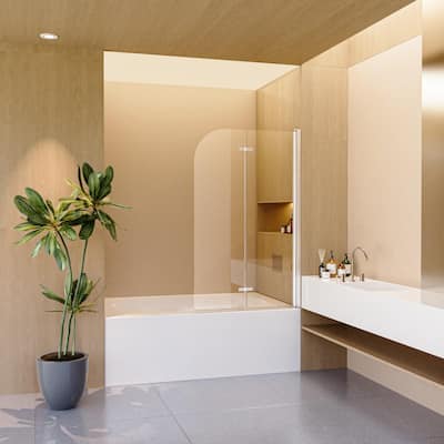 34"W x 58"H Frameless Folding Pivot Tub Door