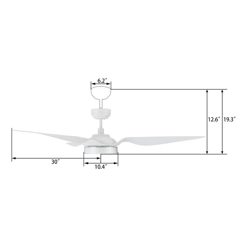 CARRO Felix 60" ABS 3-Blade Indoor Smart Ceiling Fan with Light and Remote