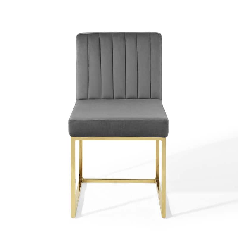 Silver Orchid Haussermann Channel Tufted Sled Base Velvet Dining Chair