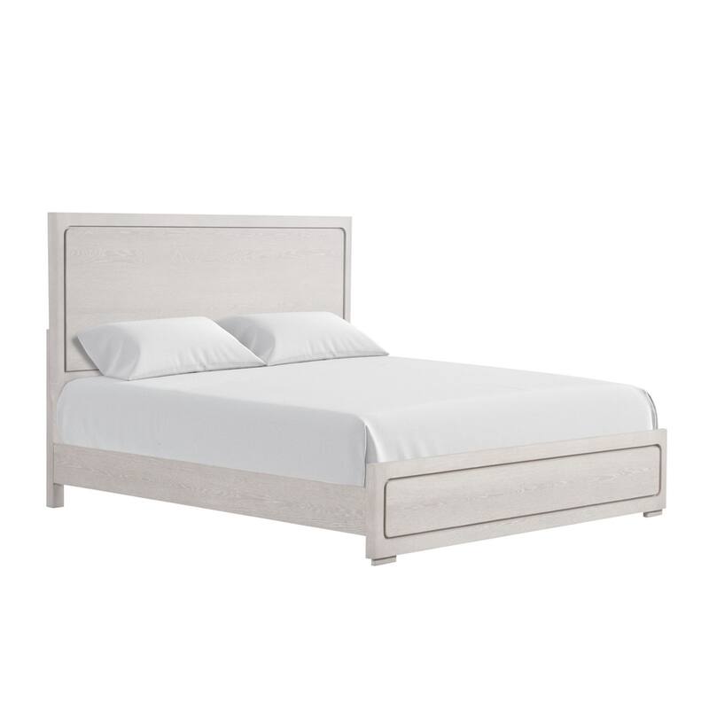 Thorne Queen Bed, Panel Design, Rounded Edges, White Oak Wood