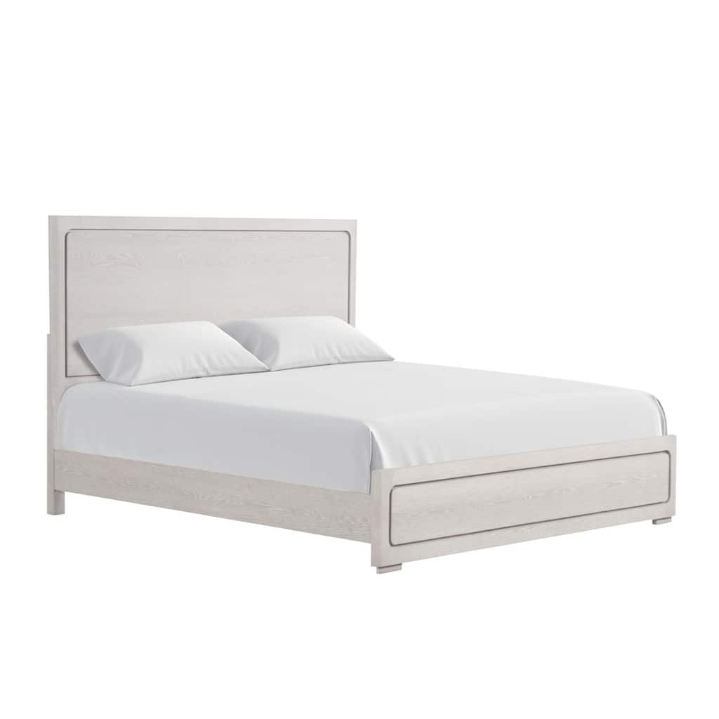 Thorne Queen Bed, Panel Design, Rounded Edges, White Oak Wood