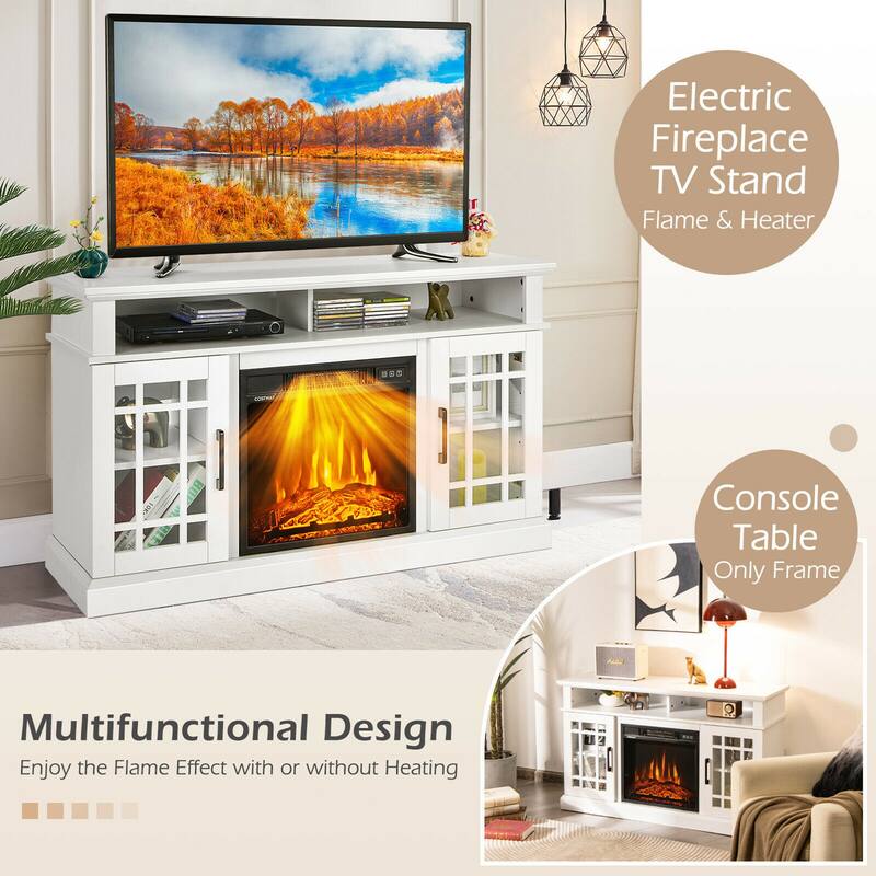Gymax 48'' Fireplace TV Stand W/ 1400W Electric Fireplace for TVs up