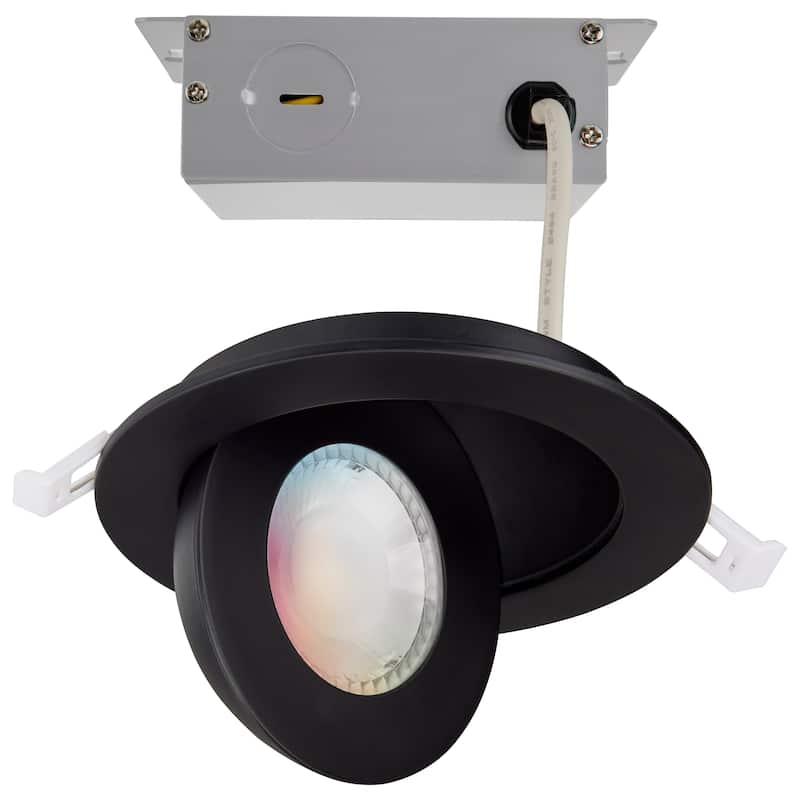 Starfish 9W LED Gimbal Downlight 4 Inch 2700K-5000K RGB Tunable White Remote Driver Black - Black