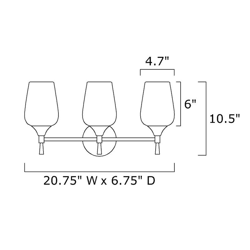 Brushed Nickel 3-Light Modern Vanity Light with Clear Wine Glass Shades - Brushed Nickel