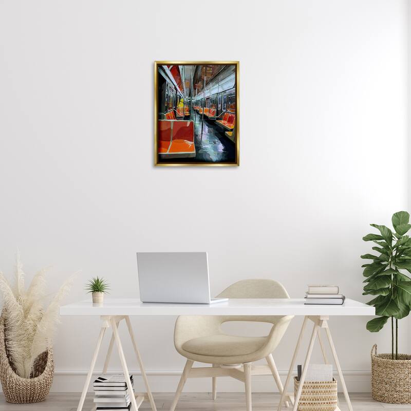 Stupell Bird Character in Subway Train Framed Floater Canvas Wall Art Design By Keith Thomson