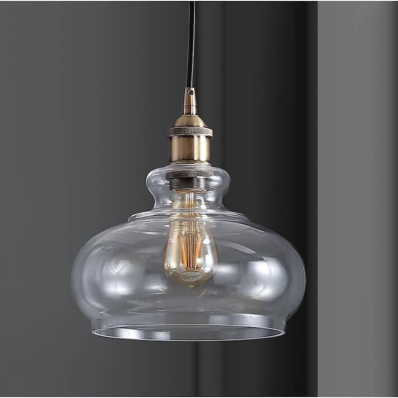 Kurtz 9.5" Pharmacy Metal/Glass LED Pendant, Chrome by JONATHAN Y