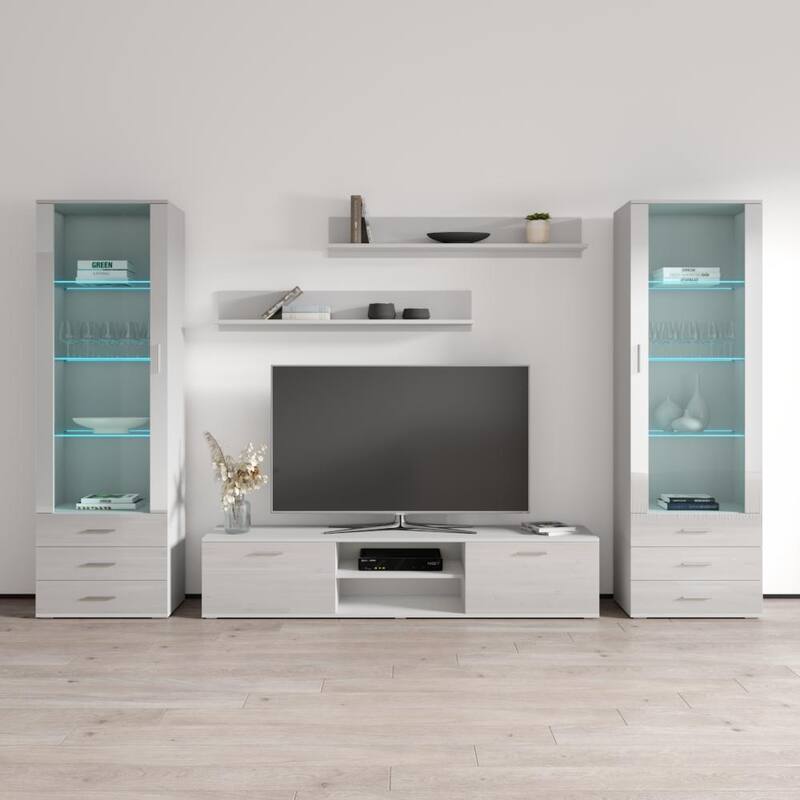 Soho 4 Modern Wall Unit Entertainment Center - White
