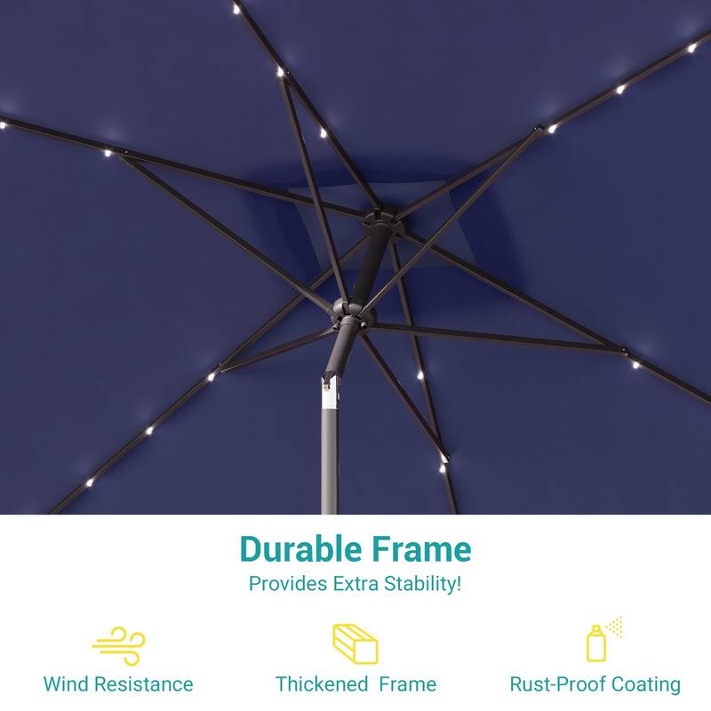 BONOSUKI LED 10 x 6.5ft Outdoor Umbrellas Patio Market Table Umbrellas