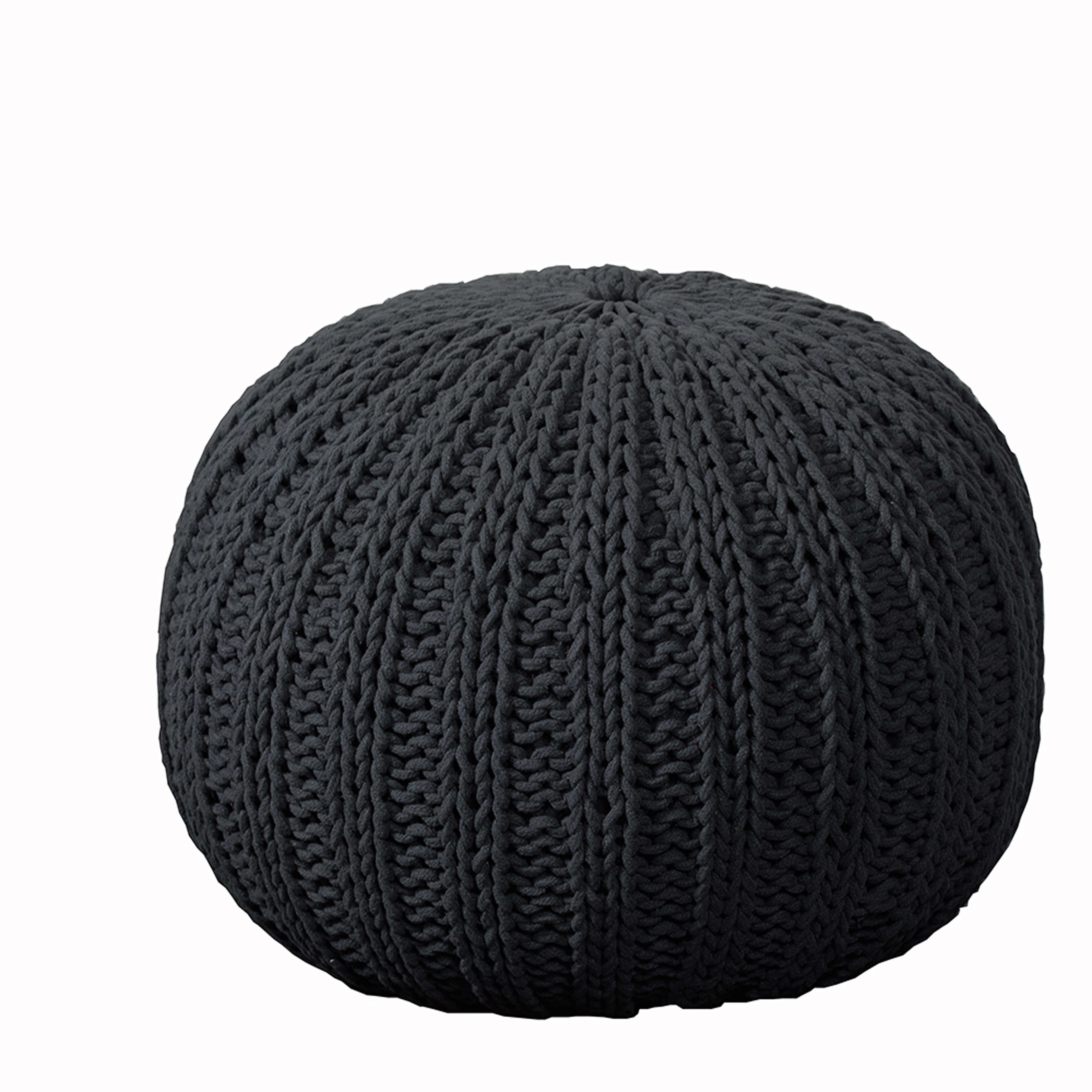 HomeRoots 20" Black 100% Cotton Ottoman