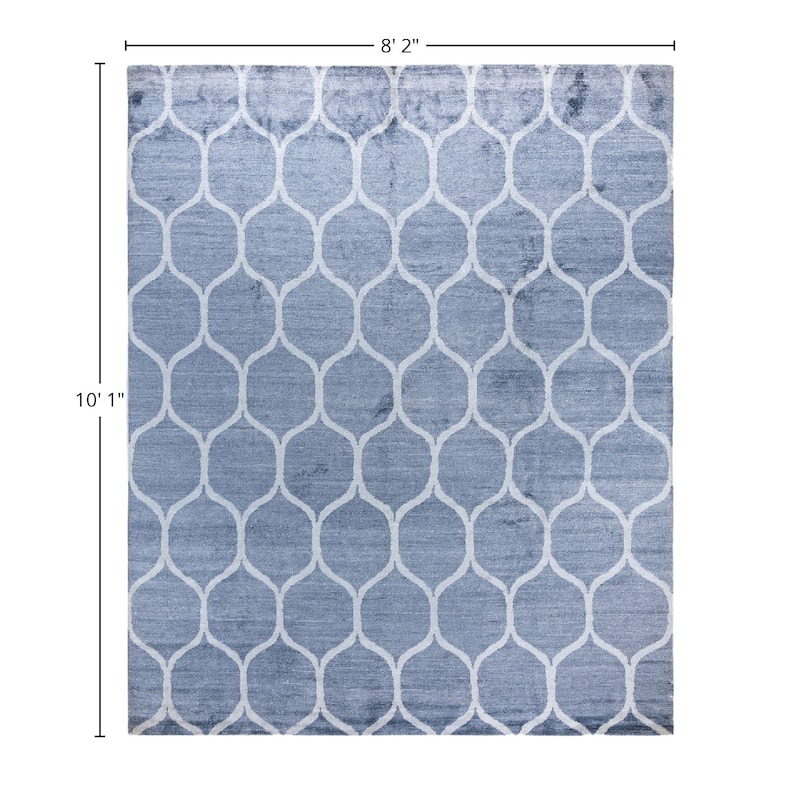 Modern One-of-a-Kind Hand-Knotted Area Rug, Blue - 8' 2" x 10' 1"