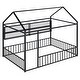 preview thumbnail 55 of 58, Metal Bed House Bed Frame with Fence and Shelves