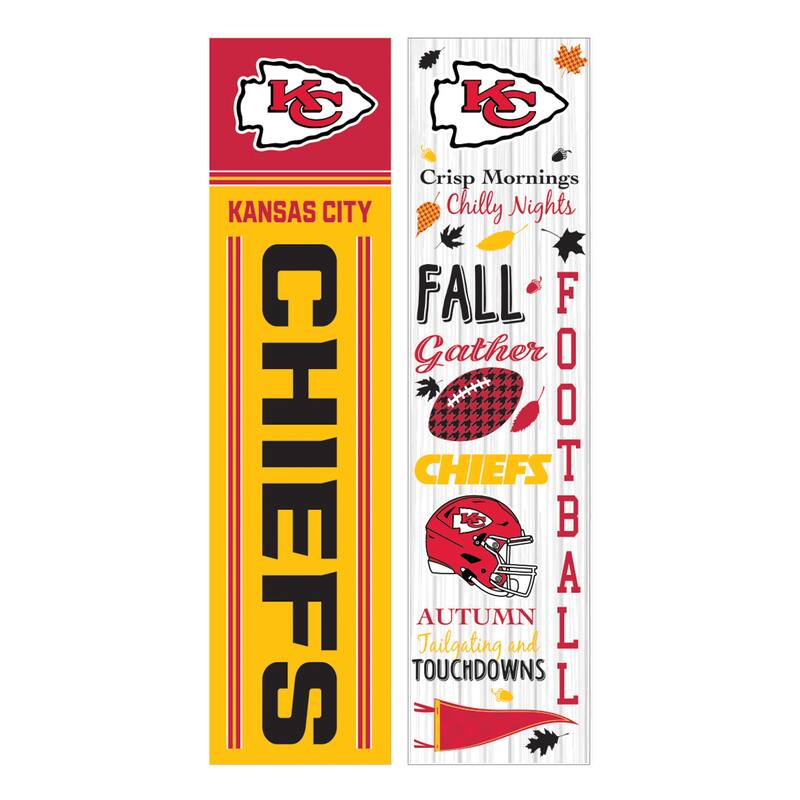 47" Double Sided Seasonal Porch Leaner, Kansas City Chiefs - 47" x 11.25"