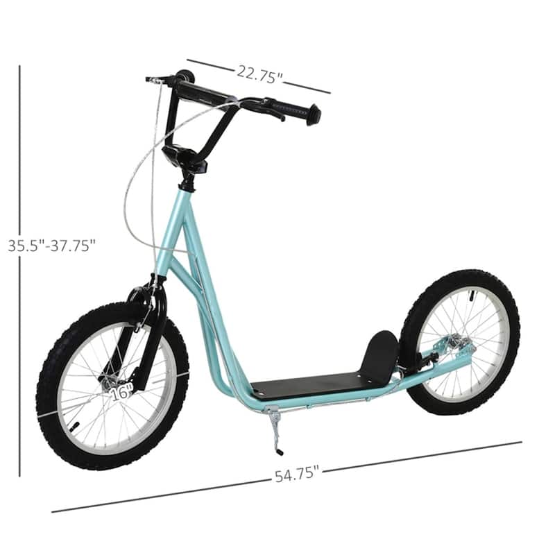 Children’s Ride-On Scooter with Soft Grip Handlebar and Anti-Slip Foot Deck for Outdoor Use - 54.75"L x 22.75"W x 35.5"-37.75"H