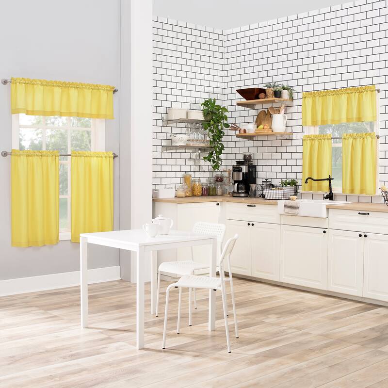 No. 918 Martine Microfiber Semi-Sheer Rod Pocket Kitchen Curtain Valance and Tiers Set