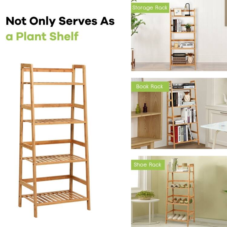 4-Tier Shelf with Guardrails for Living Room, Kitchen and Study Use - 19" x 12.5" x 45"