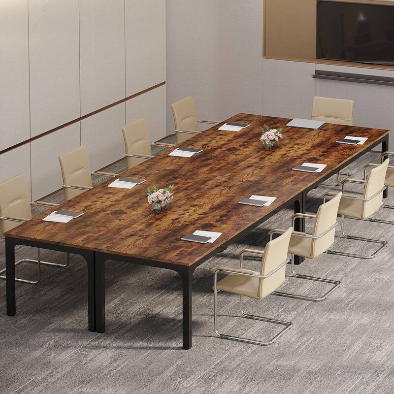 Modern Office 13FT Conference Table Set of 6, Large Rectangle Meeting Table, 78.74-Inch Long Business Seminar Table