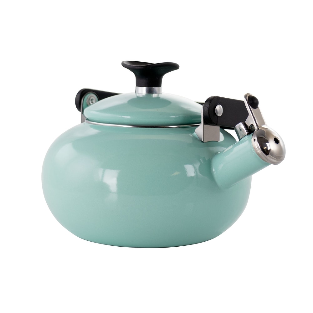 KitchenAid Black Enamel C-Handle 1.5 Quart Tea Kettle Steel Whistling  Teapot