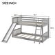 preview thumbnail 4 of 19, Twin Over Twin Floor Bunk Bed with Convertible Slide&Ladder, Wooden Low Bunk Bed Frame for Kids Girls Boys, No Box Spring Needed