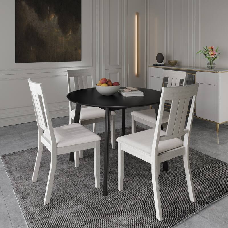 CraftPorch Classic 4-Piece Chair and Round Table Wooden Dining Set