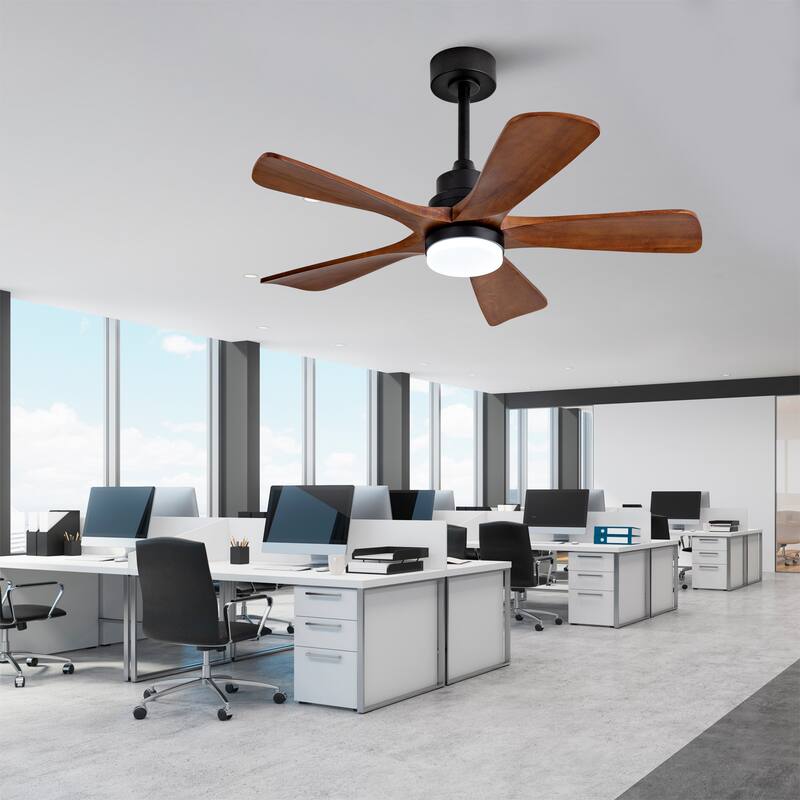 42 Inch Modern Ceiling Fans With Lights and Remote Control, 5 Solide Wood Blades, Reversible DC Motor