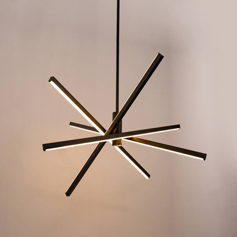 YANAUN Matte Black LED Chandelier with Stepless Dimming ,Adjustable Color Temperature, Modern Ceiling Light Fixture for Kitchen