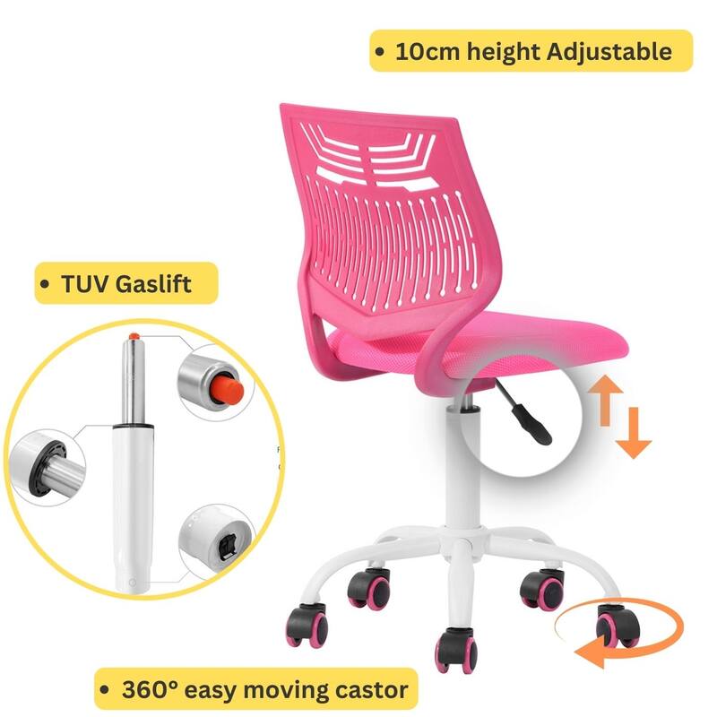HomyLin Plastic Mesh Adjustable Armless Desk Chair with Rolling Wheels