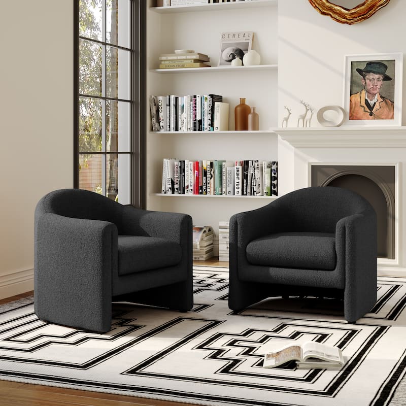 2 Set Modern Upholstered Barrel Accent Chair