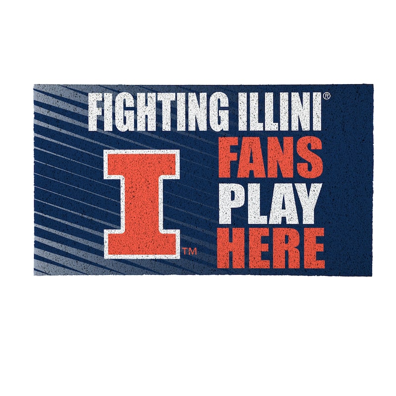 28 in. x 16 in. University of Illinois "Fans Play Here" PVC Door Mat