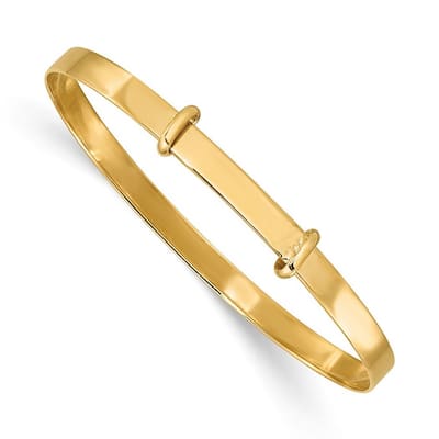 Curata 14k Yellow Gold Polished Expandable Baby Cuff Stackable Bangle Bracelet