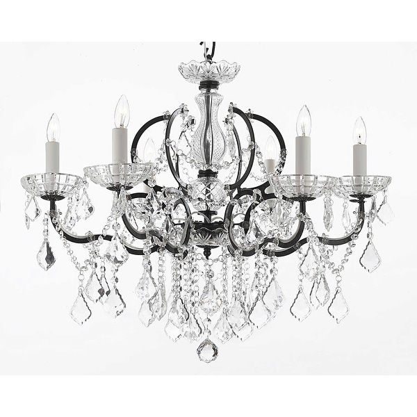 Swarovski Elements Crystal Trimmed Chandelier Lighting 19th Rococo Iron & Crystal Chandelier Lighting